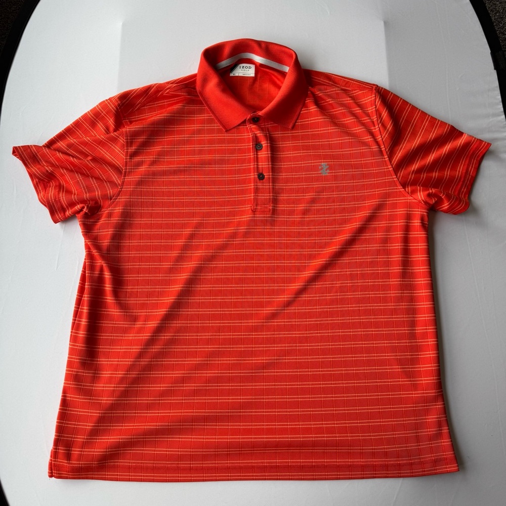 Men’s IZOD Golf Orange Striped Golf Polo Shirt Size XL